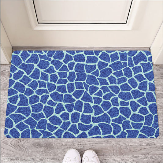 Blue Giraffe Print Rubber Doormat