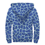 Blue Giraffe Print Sherpa Lined Zip Up Hoodie
