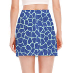 Blue Giraffe Print Side Slit Mini Skirt