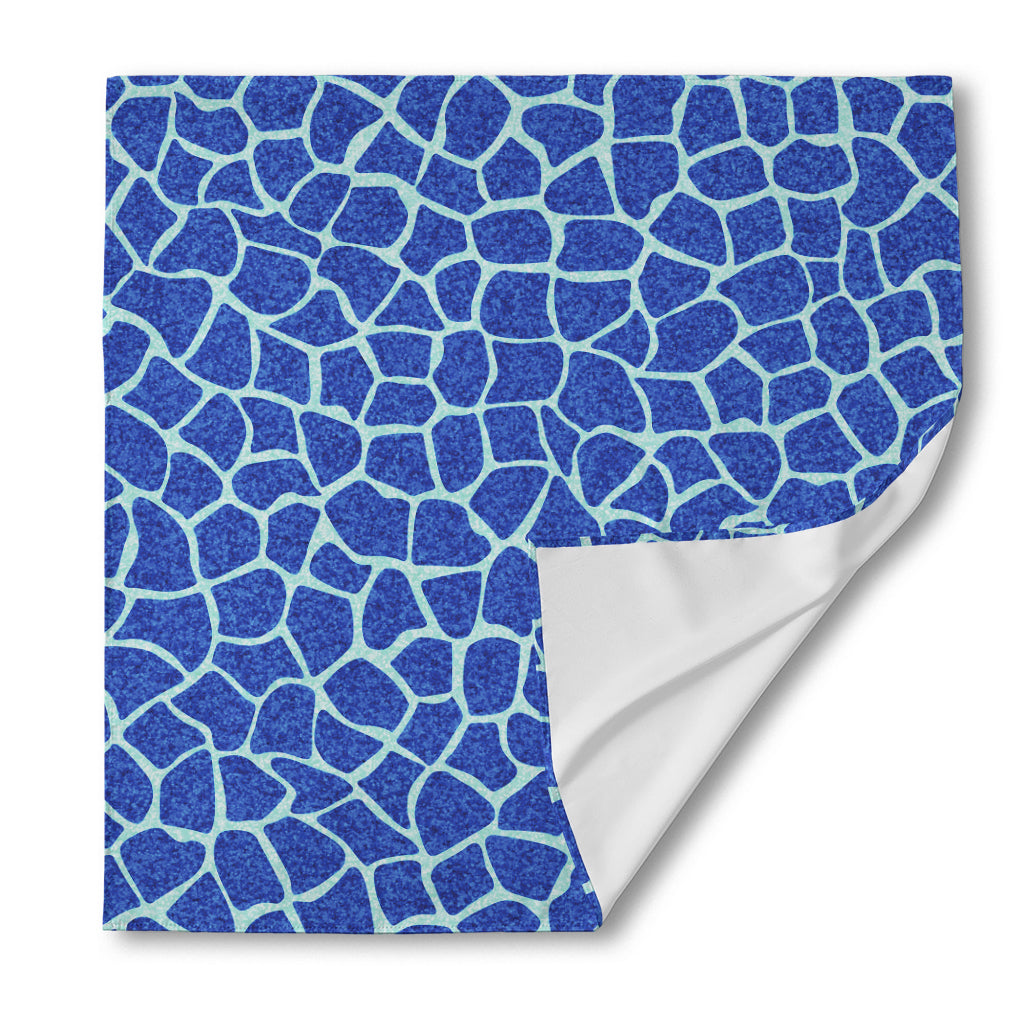 Blue Giraffe Print Silk Bandana