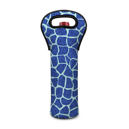 Blue Giraffe Print Single Neoprene Wine Tote