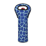 Blue Giraffe Print Single Neoprene Wine Tote