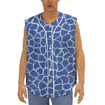 Blue Giraffe Print Sleeveless Baseball Jersey