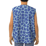 Blue Giraffe Print Sleeveless Baseball Jersey