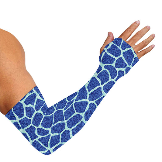 Blue Giraffe Print Sun Protection Arm Sleeves
