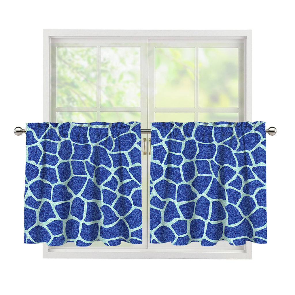 Blue Giraffe Print Tier Curtains