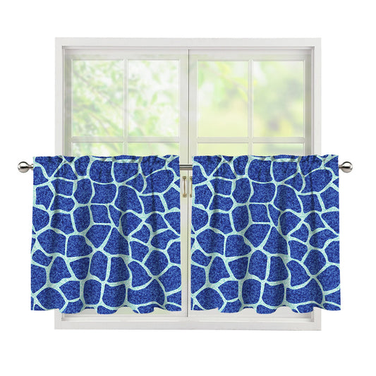 Blue Giraffe Print Tier Curtains