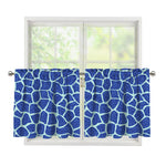 Blue Giraffe Print Tier Curtains