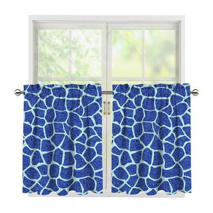 Blue Giraffe Print Tier Curtains