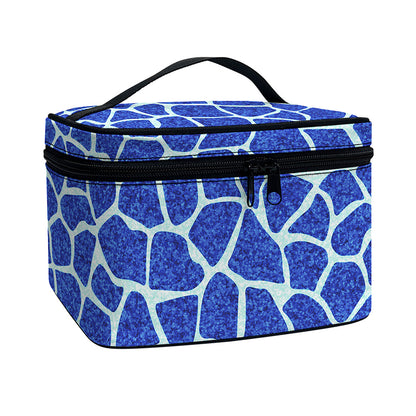 Blue Giraffe Print Travel Makeup Bag