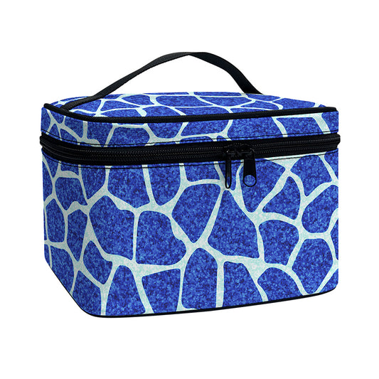 Blue Giraffe Print Travel Makeup Bag