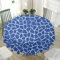 Blue Giraffe Print Waterproof Round Tablecloth