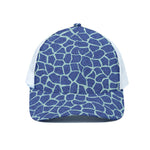 Blue Giraffe Print White Mesh Trucker Cap