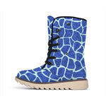 Blue Giraffe Print Winter Boots