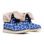 Blue Giraffe Print Winter Boots