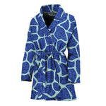 Blue Giraffe Print Women's Bathrobe