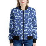 Blue Giraffe Print Women's Bomber Jacket