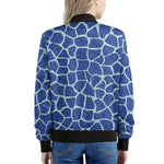 Blue Giraffe Print Women's Bomber Jacket