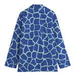 Blue Giraffe Print Women's Cotton Blazer