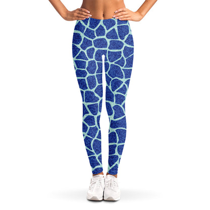 Blue Giraffe Print Women's Leggings
