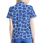 Blue Giraffe Print Women's Polo Shirt