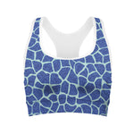 Blue Giraffe Print Women's Sports Bra