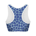 Blue Giraffe Print Women's Sports Bra