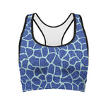 Blue Giraffe Print Women's Sports Bra