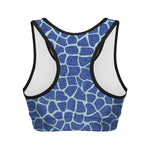 Blue Giraffe Print Women's Sports Bra