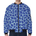 Blue Giraffe Print Zip Sleeve Bomber Jacket