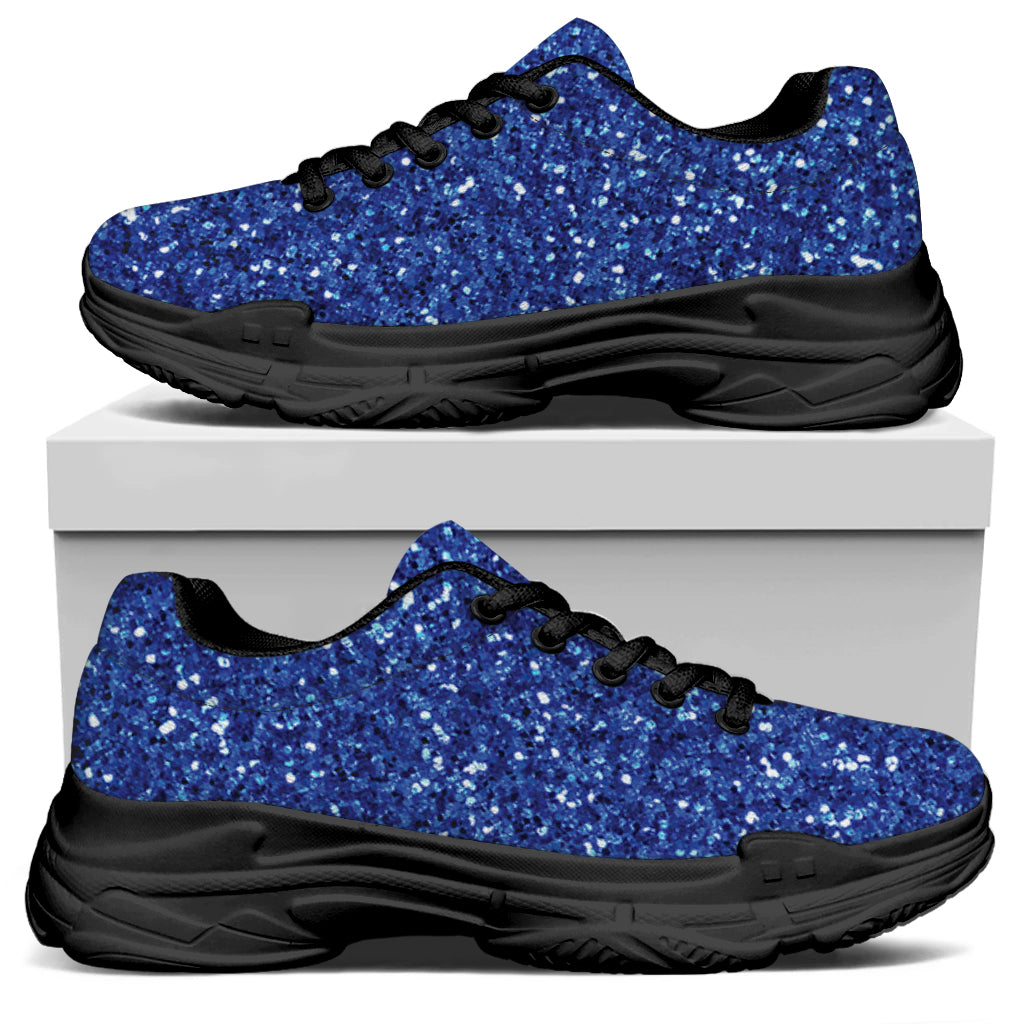 Blue Glitter Artwork Print (NOT Real Glitter) Black Chunky Shoes