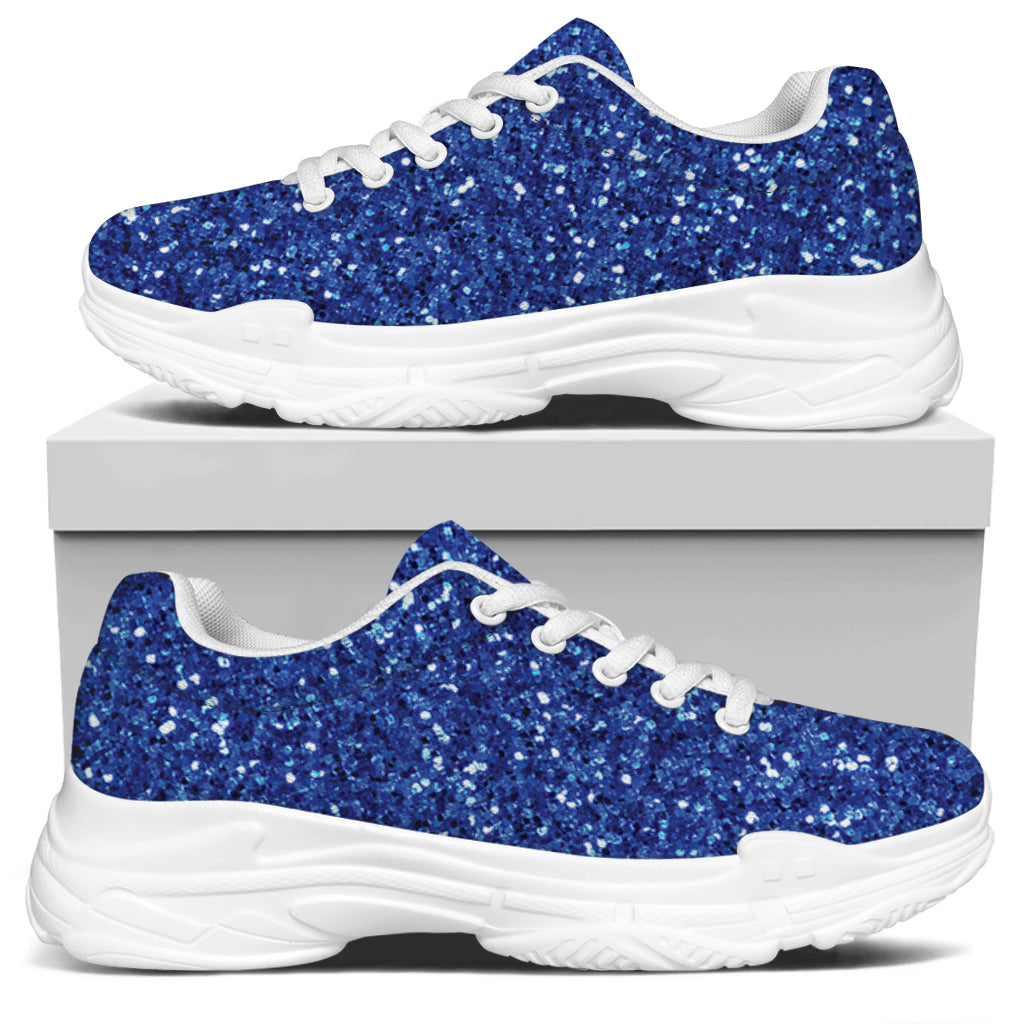 Blue Glitter Artwork Print (NOT Real Glitter) White Chunky Shoes