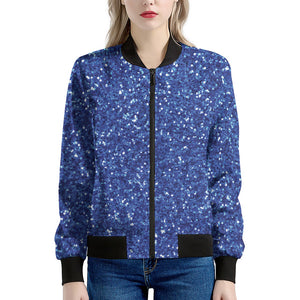 Blue Glitter Artwork Print (NOT Real Glitter) Women's Bomber Jacket