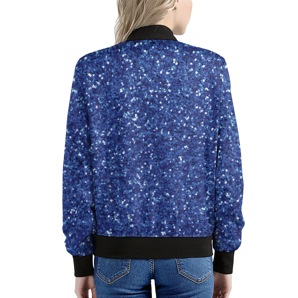 Blue Glitter Artwork Print (NOT Real Glitter) Women's Bomber Jacket