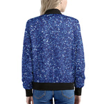 Blue Glitter Artwork Print (NOT Real Glitter) Women's Bomber Jacket