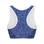 Blue Glitter Artwork Print (NOT Real Glitter) Women's Sports Bra