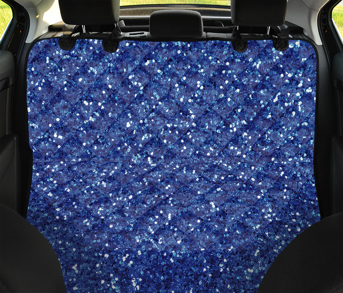 Blue (NOT Real) Glitter Print Pet Car Back Seat Cover