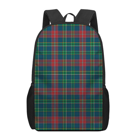 Blue Green And Red Scottish Plaid Print 17 Inch Backpack