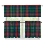 Blue Green And Red Scottish Plaid Print 3 Piece Kitchen Curtains