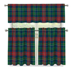 Blue Green And Red Scottish Plaid Print 3 Piece Kitchen Curtains