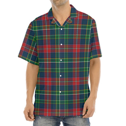 Blue Green And Red Scottish Plaid Print Aloha Shirt