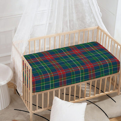 Blue Green And Red Scottish Plaid Print Baby Crib Sheet
