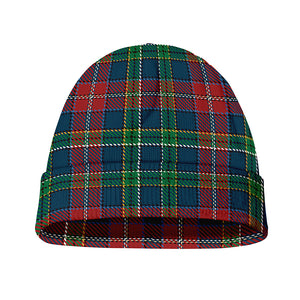 Blue Green And Red Scottish Plaid Print Beanie