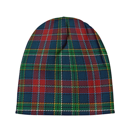 Blue Green And Red Scottish Plaid Print Beanie