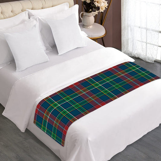 Blue Green And Red Scottish Plaid Print Bed Runner