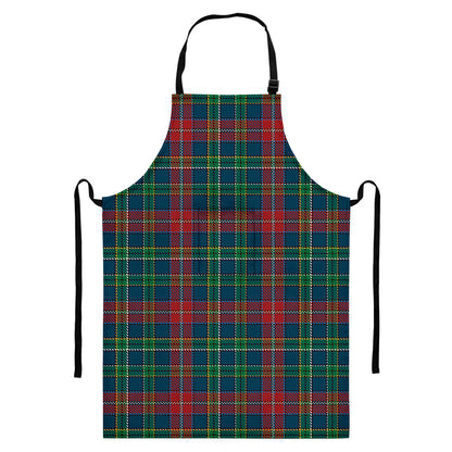 Blue Green And Red Scottish Plaid Print Bib Apron With Pocket