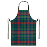 Blue Green And Red Scottish Plaid Print Bib Apron With Pocket