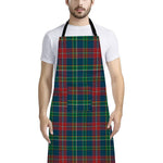Blue Green And Red Scottish Plaid Print Bib Apron With Pocket