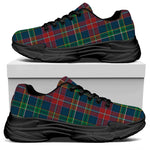 Blue Green And Red Scottish Plaid Print Black Chunky Shoes