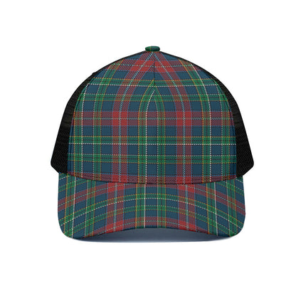 Blue Green And Red Scottish Plaid Print Black Mesh Trucker Cap